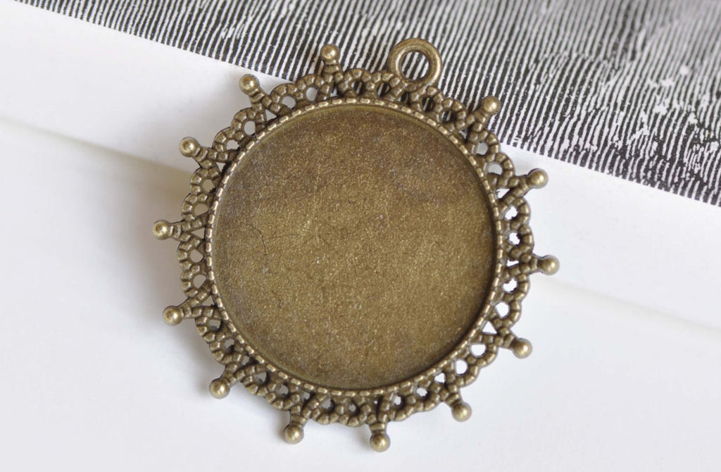 Large Pendant Tray Base Setting Match 30mm Cabochon Set of 10 A8352