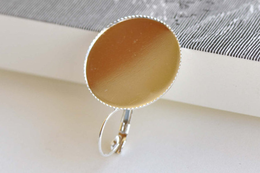 Silver French Earwire Earring Base Setting Set of 10