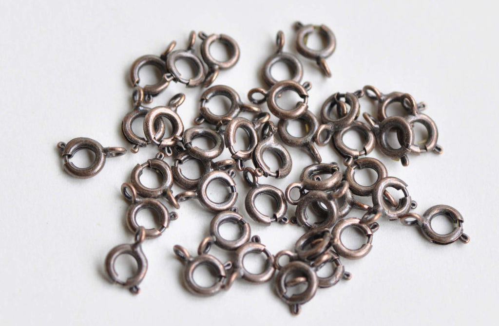 Antique Copper Brass Spring Ring Clasps 6mm Set 50 A8270