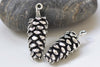 Antique Silver 3D Large Pinecones Charm Pendants Set of 4 A8425