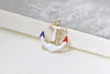 Half White/Black/Pink Enamel Gold Anchor Connector Charms Set of 5