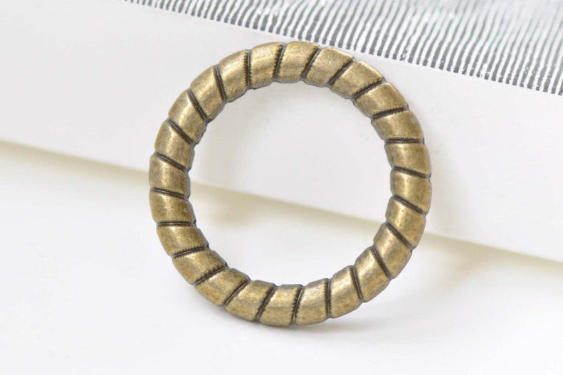Antique Bronze Thick Coil Loop Circle Rings Charms Set of 10 A8438