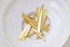 Long Tear Drop Embellishment Gold/White Gold Charms 4x37mm Set of 20