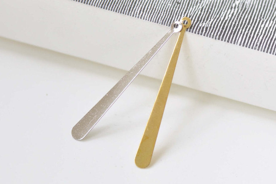 Long Tear Drop Embellishment Gold/White Gold Charms 4x37mm Set of 20
