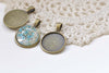 Base Setting - 10 pcs Antique Bronze Big Loop Pendant Tray Base 20mm Cabochon A8451