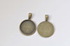 Base Setting - 10 pcs Antique Bronze Big Loop Pendant Tray Base 20mm Cabochon A8451