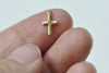 50 pcs Raw Brass Tiny Plain Cross Charms Embellishments 6x10mm A8529
