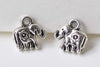 10 pcs Antique Silver Small 3D Flower Elephant Charm Pendants A8530