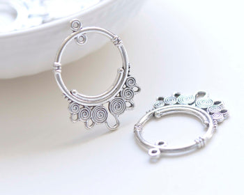 10 pcs Antique Silver Oval Chandelier Earring Drop Connector A6299