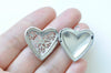 6 pcs of Platinum Hollow Heart Photo Locket Pendants 25mm