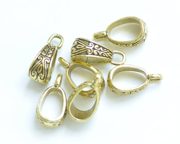 20 pcs Antique Gold Flower Necklace Bail  7x17mm A5829