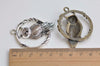 4 pcs Antique Bronze Round Owl Ring Charms Pendants 38x40mm A5506