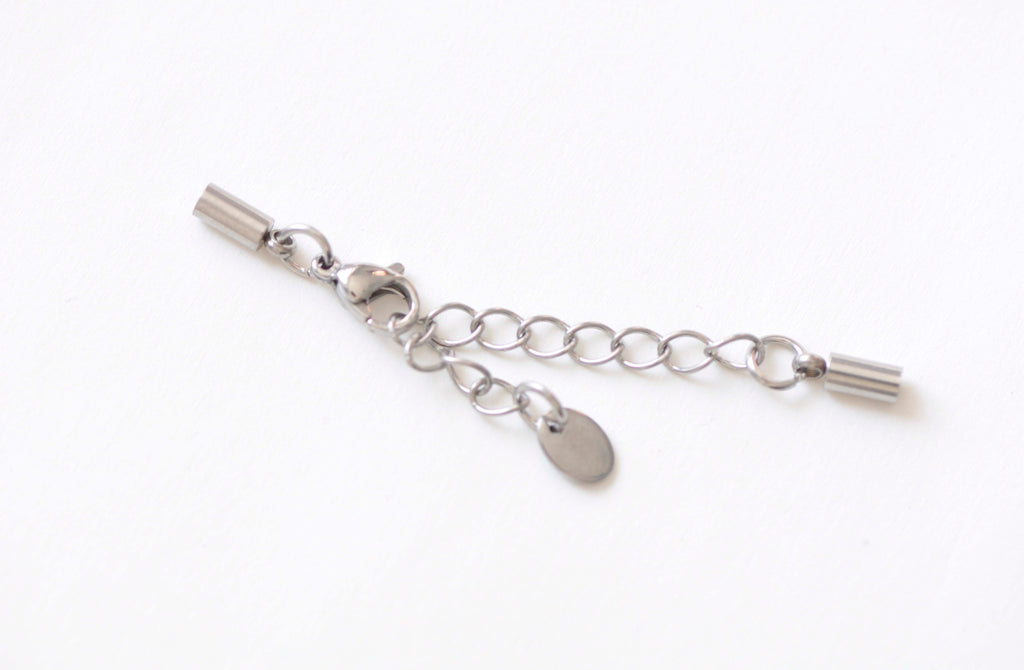 6 pcs 304 Stainless Steel Bail Connectors with Extension Chain Oval Tag