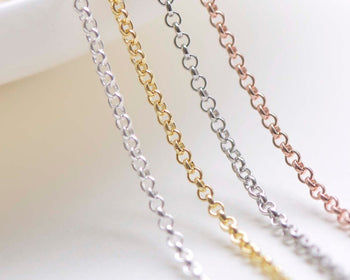 925 Sterling Silver Rolo Necklace Chain 18" Jewelry Making Silver/Platinum/Gold/Rose Gold