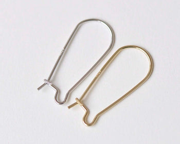 2 pcs 925 Sterling Silver Kidney Earwire Earring Components Gold/Platinum Size 25mm