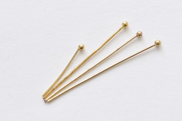 100 pcs Raw Brass Ball End Headpin Various Sizes Available