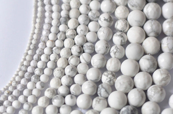 One Strand Glossy Matte Frosted White Turquoise Howlite Faceted Polished Round Gemstone Beads 2mm-12mm