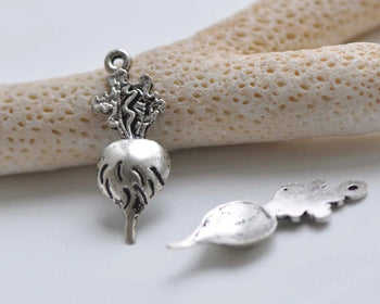 10 pcs of Antique Silver Radish Carrot Charms 12x34mm A440