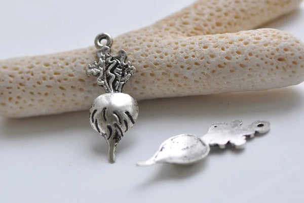 10 pcs of Antique Silver Radish Carrot Charms 12x34mm A440