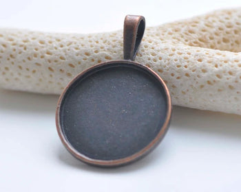 10 pcs Antique Copper Round Cabochon Base Settings Match 25mm Cameo A415