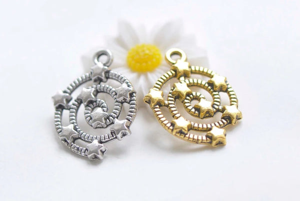Antique Silver/Gold Spiral Galaxy Star Universe Charms Pendants 15x21mm Set of 20