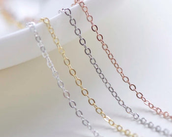 925 Sterling Silver Flat Oval Necklace Chain 18" Jewelry Making Silver/Platinum/Gold/Rose Gold