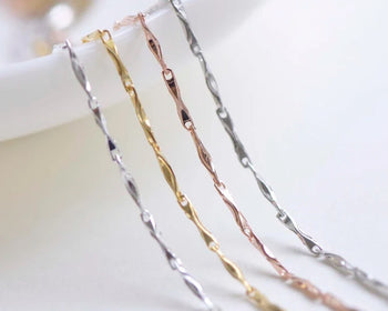 925 Sterling Silver Ingot Fancy Bar Necklace Chain 18" Silver/Platinum/Gold/Rose Gold