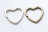 Antique Bronze/Platinum Heart Keyring Keychain 31x32mm Set of 10