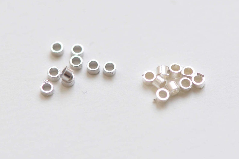 20 pcs Polished 925 Solid Sterling Silver Crimp Tubes 0.9mm/1.7mm
