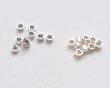 20 pcs Polished 925 Solid Sterling Silver Crimp Tubes 0.9mm/1.7mm