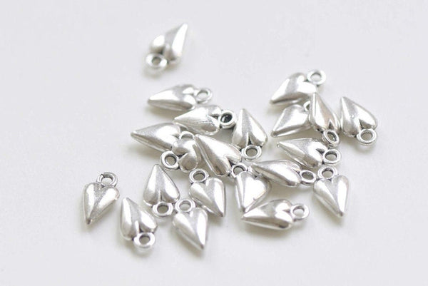 20 pcs Antique Silver Lovely 3D Heart Charms 7x13mm A7708