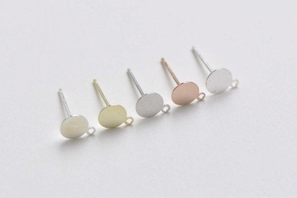 8 pcs 925 Sterling Silver Flat Pad Earring Stud Post With Loop