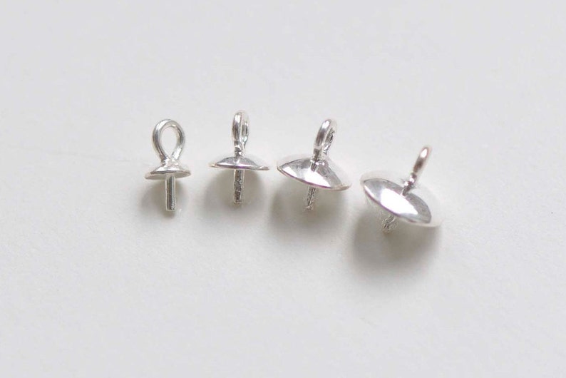 Polished 925 Sterling Silver Cap Bail Peg for Half Drilled Beads 3mm/4mm/5mm/6mm