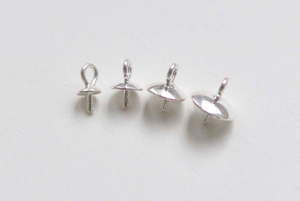 Polished 925 Sterling Silver Cap Bail Peg for Half Drilled Beads 3mm/4mm/5mm/6mm