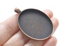 Antique Copper Pendant Tray Oval Cameo Base Setting Match 30x40mm Cabochon Set of 5 A7166