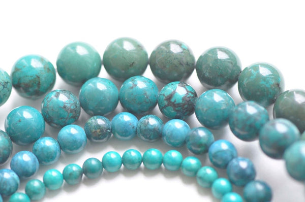 One Strand Peacock Green Turquoise Round Gemstone Beads 4mm-10mm