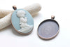 Antique Copper Pendant Tray Oval Cameo Base Setting Match 30x40mm Cabochon Set of 5 A7166