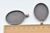 Antique Copper Pendant Tray Oval Cameo Base Setting Match 30x40mm Cabochon Set of 5 A7166