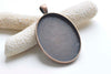 Antique Copper Pendant Tray Oval Cameo Base Setting Match 30x40mm Cabochon Set of 5 A7166