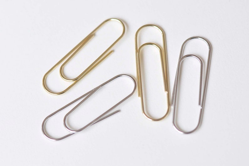 2 pcs 925 Sterling Silver Paper Clip Shaped Earring Components Gold/Platinum