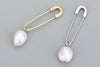 2 pcs 925 Sterling Silver Dull Safety Pin Brooch Earring Components Gold/Platinum 30mm