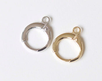 2 pcs 925 Sterling Silver Round Earring Hoop Components Gold/Platinum