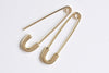 2 pcs 925 Sterling Silver Dull Safety Pin Brooch Earring Components Gold/Platinum 30mm