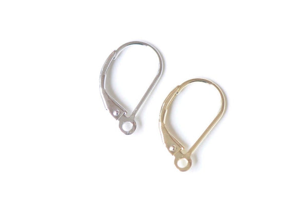 2 pcs 925 Sterling Silver Leverback Earwire Earring Components Gold/Platinum Size 9x15mm