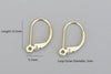 2 pcs 925 Sterling Silver Leverback Earwire Earring Components Gold/Platinum Size 9x15mm