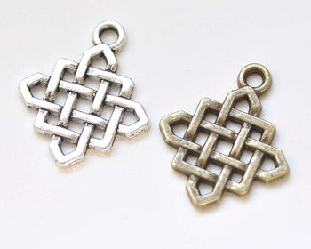 20 pcs Antique Bronze/Silver Square Chinese Knot Charms Connectors