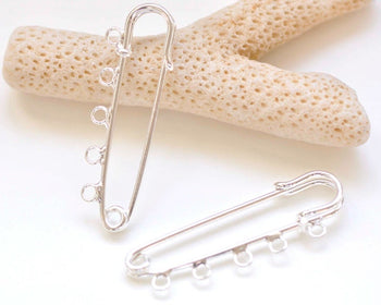 Silver Kilt Pins Five Loops Safety Pin Broochs Set of 10 A7584