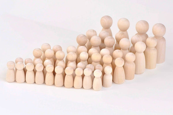 One Box of Unfinished Solid Wood Peg Toy People Family Doll Bodies