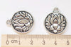 10 pcs Lotus Flower Pendants Antique Silver Round Religious Charms 20x24mm