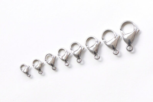 5 pcs 304 Stainless Steel Parrot Claw Lobster Clasps 9mm/10mm/11mm/12mm/13mm/15mm/17mm/19mm